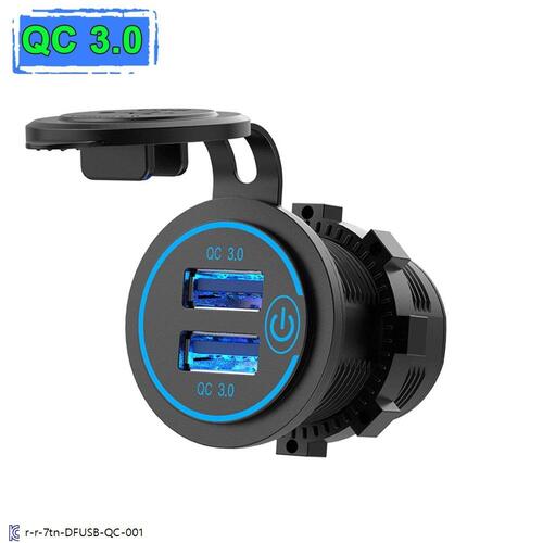 [파랑] 터치스위치 듀얼 QC3.0 USB 방수 고속 충전